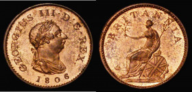 Farthing 1806 Portrait 2, raised curls, Peck 1397 UNC with around 70% lustre and a small edge nick

 Estimate: GBP 35 - 65