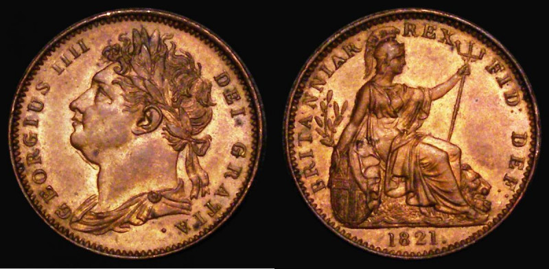 Farthing 1821 Obverse 1, Peck 1407 UNC with good subdued lustre

 Estimate: GB...