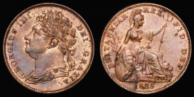 Farthing 1825 Obverse 1, the 1 of the date with no top serif, as Peck 1414 UNC or near so and lustrous with a few small spots

 Estimate: GBP 25 - 4...