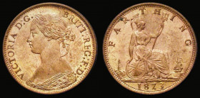 Farthing 1873 Freeman 524 dies 3+B, high 3 in date (3 does not touch linear circle) Choice UNC with near full lustre, in an LCGS holder and graded LCG...