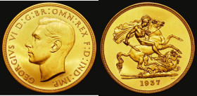 Five Pounds 1937 Gold Proof S.4074 nFDC with some hairlines, retaining considerable original lustre, the only George VI issue and always in high deman...
