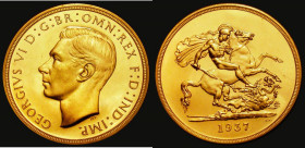 Five Pounds 1937 Gold Proof S.4074 UNC/nFDC with some light rubbing to the King's cheek, retraining considerable original lustre and reflective fields...