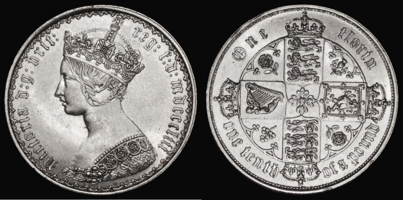 Florin 1853 ESC 808, Bull 2826 Bright NEF/EF the obverse with some light hairlin...