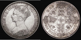 Florin 1871 ESC 837, Bull 2874, Davies 753, dies 3A Top Cross on reverse does not touch border beads, Die Number 49 VF/GVF, the obverse with some cont...