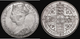 Florin 1885 Longer Arcs ESC 861, Bull 2909 UNC or very near so, the obverse lightly toned, the reverse with good lustre, a most attractive example

...