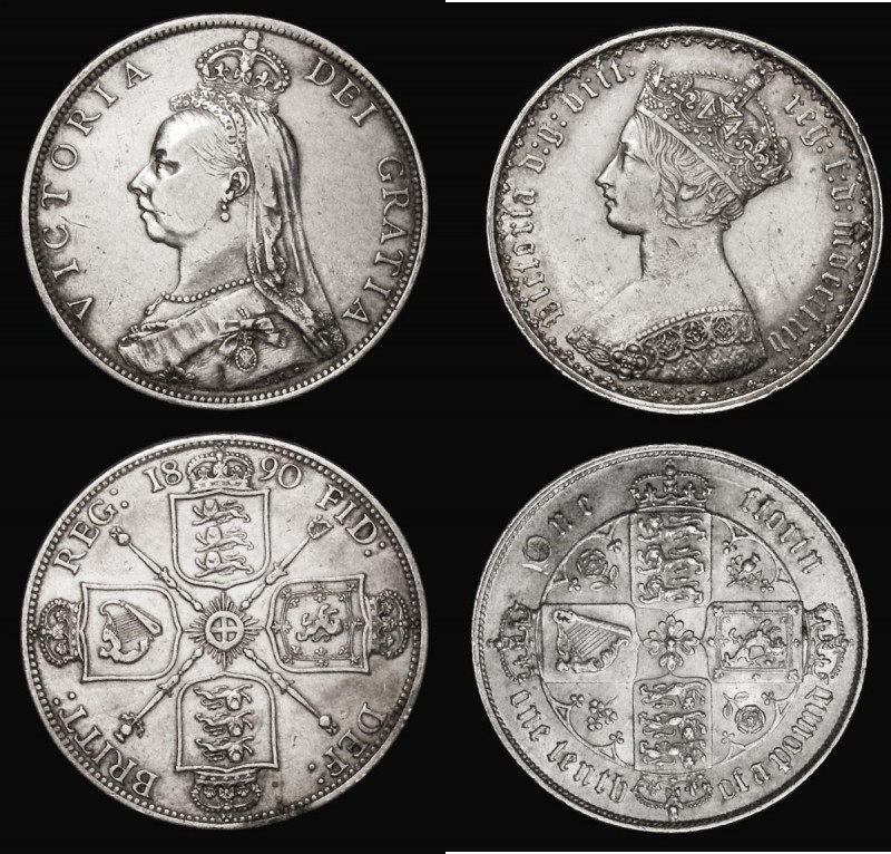Florins (2) 1864 ESC 824, Bull 2854, Die Number 47 VF/GVF, 1890 ESC 872, Bull 29...