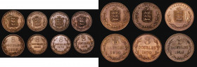 Guernsey Eight Doubles (7) 1858 Five Berries on left branch S.7203 NVF, 1868 S.7206 NVF, 1874 S.7206 NVF, 1903H S.7210 GVF, 1914H S.7214A GVF, 1918H S...