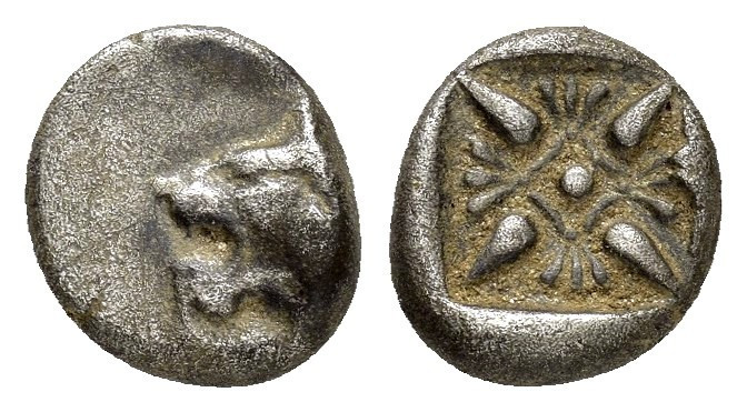 Obol AR
Ionia, Miletos, late 6th-early 5th century BC, Forepart of lion right, ...