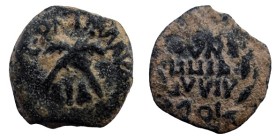 Prutah Æ
Judaea, 52-59, Procurator Antoninus Felix, Crossed palms, date below
Meshorer 342; Hendin 1347