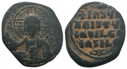 Follis Æ
Anymous follis, Class A3, Facing bust of Christ Pantokrator / + IҺSЧS/XRISTЧS/BASILЄЧ/BASILЄ (Jesus Christ King of Kings) in four lines
29 ...