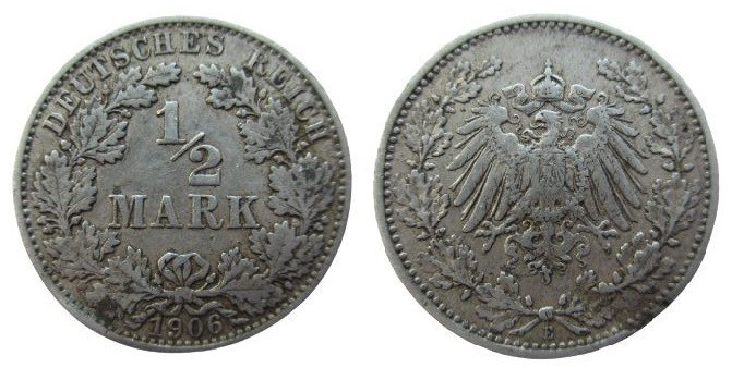 1/2 Mark AR
Germany, 1906
20 mm, 2,75 g