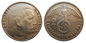 2 Mark AR
Berlin (A)
Third Reich, Hindenburg
Silver 625/1000
25 mm, 8 g