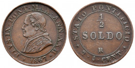1/2 Soldo CU
Italy, Papal State, Vatikan, 1867, Pius IX (1846-1878)
22 mm, 2,50 g