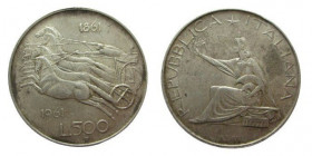 500 Lire AR
Italy, Italia driving quadriga to left
Silver 835/1000
29 mm, 11 g
KM# 99