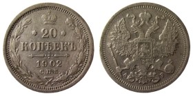 20 Kopek AR
Nicolaus II, 1902
23 mm, 3,60 g