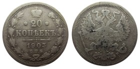 20 Kopek AR
Nicolaus II, 1903
23 mm, 3,60 g