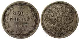 20 Kopek AR
Nicolaus II, 1906
23 mm, 3,60 g