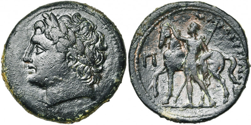 SICILE, LES MAMERTINS, AE pentonkion, 220-200 av. J.-C. D/ T. l. d''Arès jeune à...