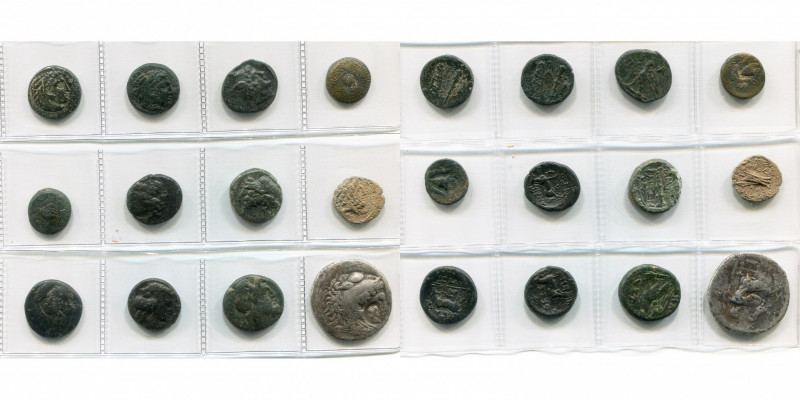 MACEDOINE, lot de 11 bronzes et 1 tétradrachme: Royaume, Alexandre III, T. d''Hé...