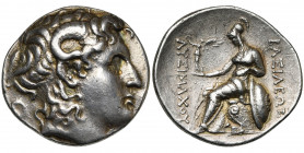 ROYAUME DE THRACE, Lysimaque (306-281), AR tétradrachme, 297-282 av. J.-C., Pella. D/ T. diad. d''Alexandre le Grand à d., portant la corne d''Ammon. ...