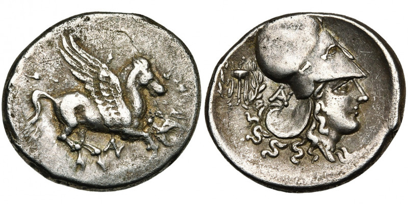 ACARNANIE, ANACTORION, statère, 350-300 av. J.-C. D/ Pégase en vol à d. Entre le...