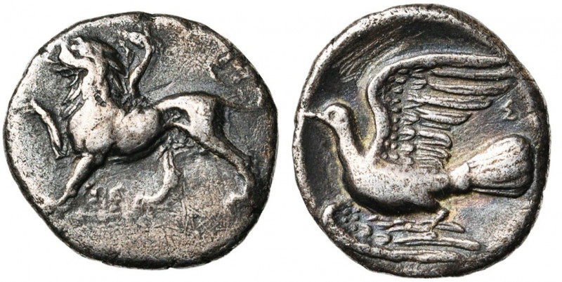 SICYONIE, SICYONE, AR drachme, vers 400 av. J.-C. D/ Chimère allant à g. Entre l...