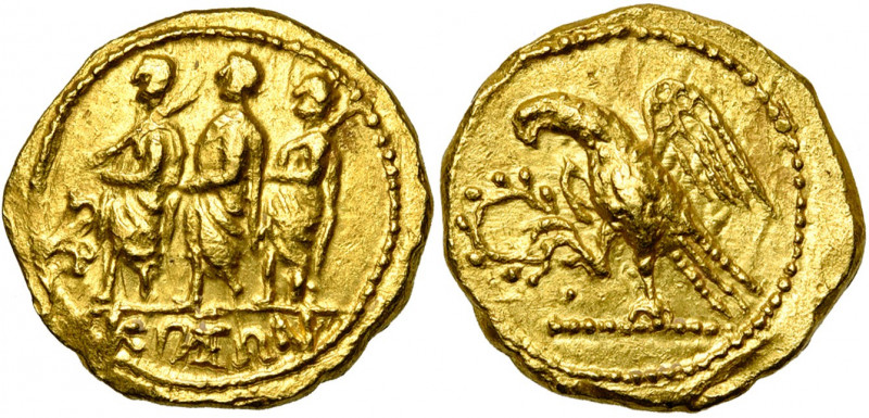 SARMATIE, Coson, roi des Scythes, AV statère, vers 30 av. J.-C., Olbia. D/ Un co...