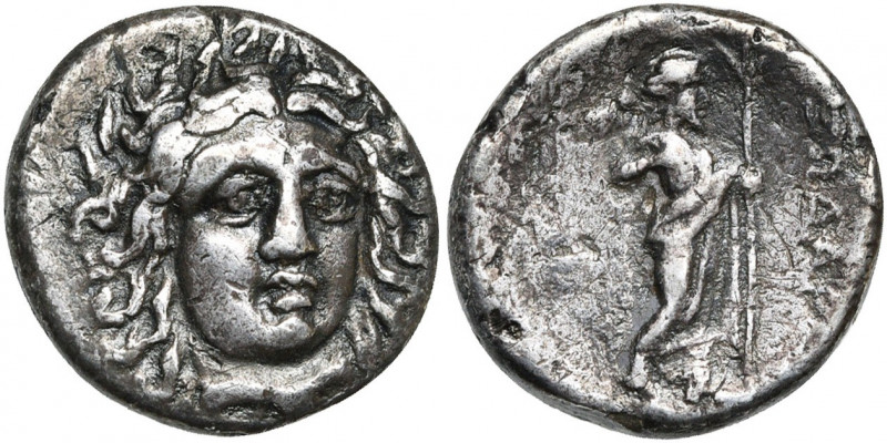 SATRAPES DE CARIE, Pixodaros (340-334), AR didrachme. D/ T. l. d''Apollon de f.,...