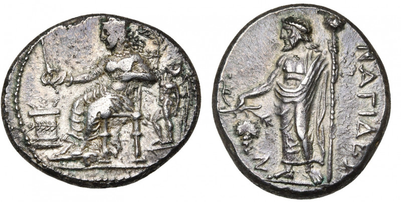CILICIE, NAGIDOS, AR statère, vers 370 av. J.-C. D/ Aphrodite, coiffée du polos,...
