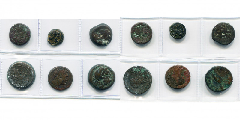 ROYAUME LAGIDE, lot de 6 bronzes: Ptolémée II Philadelphe, hémiobole, R/ Aigle à...