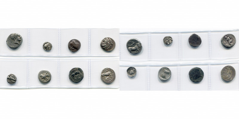 lot de 8 p.: Campanie, Neapolis, didrachme, T. de nymphe/Taureau à d.; Calabre, ...