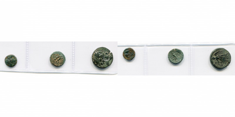 lot de 3 bronzes: Thrace, Apollonia Pontica, T. d''Apollon/Ancre; Pisidie, Etenn...