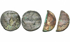 AUGUSTE (-27-14), AE as, 20-10 av. J.-C., Nîmes. D/ IMP/ DIVI F T. d''Agrippa à g., coiffé de la couronne rostrale, et t. nue d''Auguste à d. R/ COL-N...