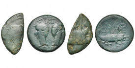 AUGUSTE (-27-14), lot de 2 bronzes: Octave, as coupé, 36 av. J.-C., Vienne (Gaule), D/ T. de César à g., RPC 517; Auguste, as, 20-10 av. J.-C., Nîmes,...