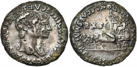 NERON (54-68), AR denier, 55, Rome. D/ NERO CLAVD DIVI F CAES AVG GERM IMP TR P COS B. accolés de Néron et d''Agrippine à d. R/ AGRIPP AVG DIVI CLAVD ...