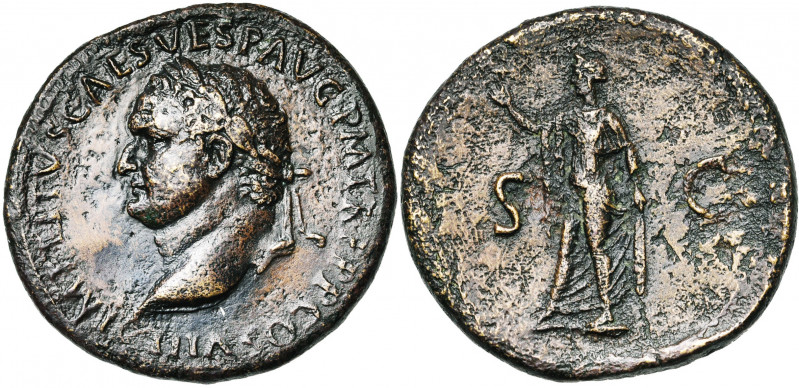 TITUS Auguste (79-81), AE sesterce, 80-81, Rome. D/ IMP TITVS CAES VESP AVG P M ...