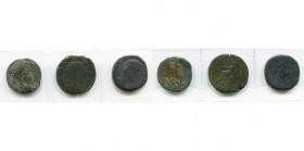 MARC AURELE Auguste (161-180), lot de 3 sesterces: R/ Trophées entre deux Germains, Roma assise; divinisé, R/ L''empereur assis sur le dos d''un aigle...