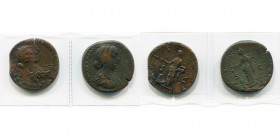 LUCILLA (†164), lot de 2 sesterces: R/ Pietas, Vesta.
Beau à Très Beau