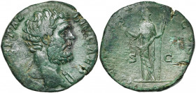 CLODIUS ALBINUS César (193-195), AE sesterce, 194-195, Rome. D/ D CL SEPT AL-BIN CAES T. à d., l''épaule g. dr. R/ FELICITAS COS II/ S-C Felicitas deb...