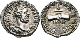 CLODIUS ALBINUS Auguste (195-197), AR denier, fin 195 ou début 196-197, Lyon. D/ IMP CAES D CLO SEP ALB AVG T. l. à d. R/ FIDES LEG-ION COS II Deux ma...