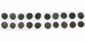 lot de 10 folles: Dioclétien, Aquilée (TB à SUP) et Rome, R/ Moneta; Alexandrie, R/ Genius; Senior augustus, Londres, R/ Quies (TB à SUP); Maximien He...