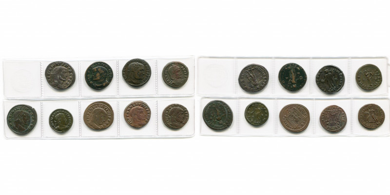 lot de 9 folles: Maximien Galère César, Rome, R/ Genius; Auguste, Lyon (b. cuir....