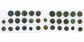 lot de 17 folles: Constantin Ier, R/ Genius, Sol (4), Quadrige; Licinius Ier, R/ Genius (2), Jupiter (3, dont 1 SUP); Licinius II, R/ Jupiter (2); Fau...
