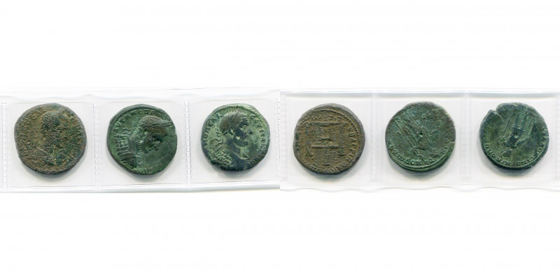 MESIE, NICOPOLIS, Macrin (217-218), lot de 3 bronzes: R/ Porte de ville, Héra, A...