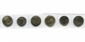 lot de 3 bronzes: Mysie, Germe, Marc Aurèle, R/ Héraclès (contremarque); Cappadoce, Césarée, Trajan, R/ T. de Zeus Amon; Chypre, Antonin le Pieux, B. ...
