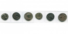 lot de 3 bronzes: Syrie, Antioche, Trajan, R/ SC; Zeugma, Philippe Ier, R/ Temple tétrastyle avec péribole (contremarque: aigle); Phénicie, Arados, El...