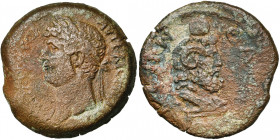 EGYPTE, ALEXANDRIE, Hadrien (117-138), AE drachme, 134-135. D/ T. l. à g. R/ L ENN-EAKΔ (an 19) B. dr. de Zeus Amon à d., portant la corne et le disqu...