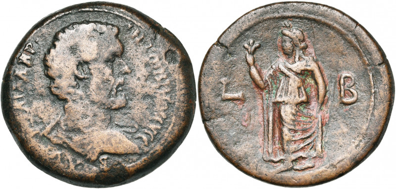 EGYPTE, ALEXANDRIE, Antonin le Pieux (138-161), AE drachme, 138-139. D/ B. dr. à...