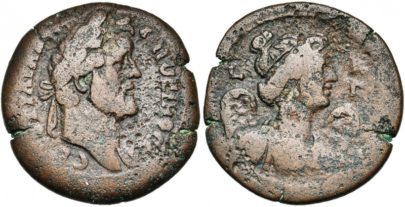 EGYPTE, ALEXANDRIE, Antonin le Pieux (138-161), AE drachme, 159-160. D/ T. l. à ...