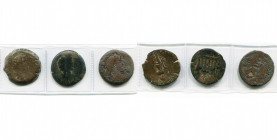 EGYPTE, ALEXANDRIE, Marc Aurèle César (139-161), lot de 3 drachmes: an 11, R/ Spes marchant à d. (champs polis, B à TB); an 17, R/ Autel d''Agathodaim...
